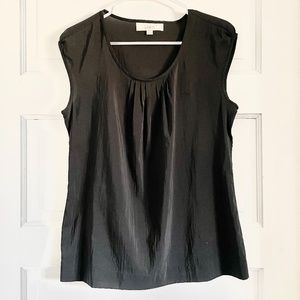 Ann Taylor Loft classic black cap sleeve silky dress blouse top